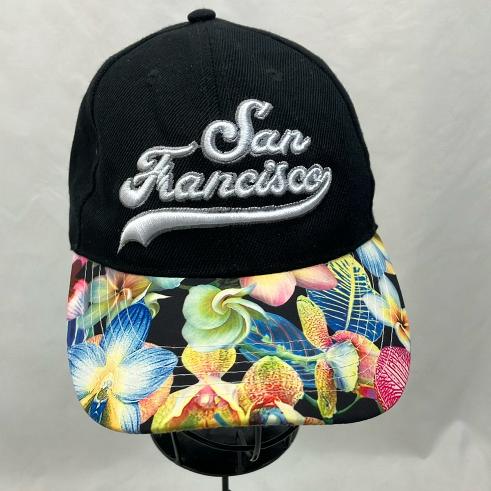 San Francisco Floral Cap - Black and Multicolor one size fits all